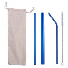 4 Pack Stainless Steel Straw Set With Pouch Brush